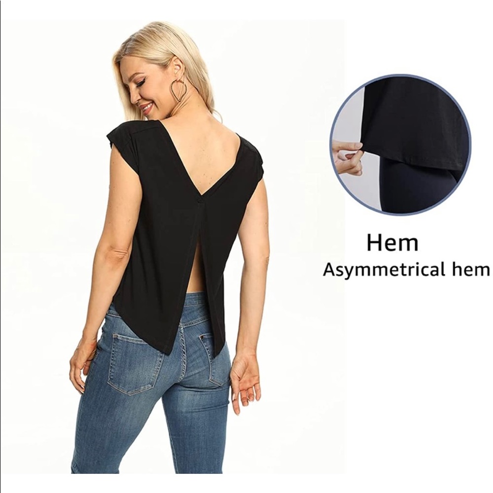 Womens Cap Sleeve Crew Neck Tie Back Sexy Shirt
